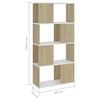vidaXL Book Cabinet Room Divider White and Sonoma Oak 60x24x124.5 cm