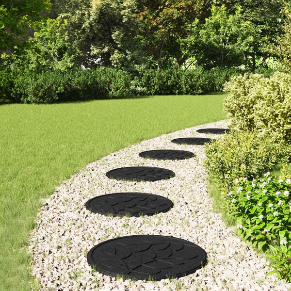 vidaXL Stepping Stone 6 pcs Black &Oslash; 44 x 2 cm Rubber