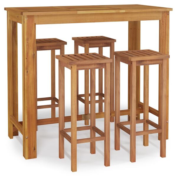 vidaXL 5 Piece Garden Bar Set Solid Wood Acacia