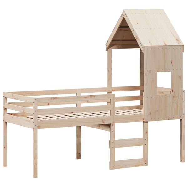 vidaXL High Sleeper Bed without Mattress 80x200 cm Solid Wood Pine
