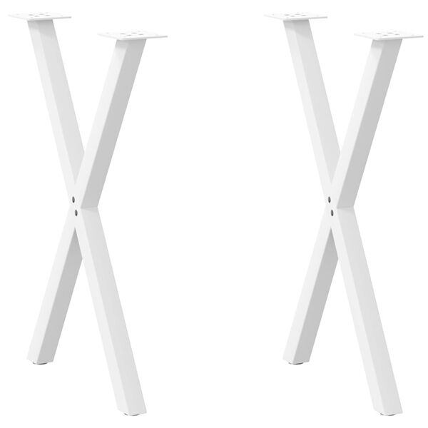 vidaXL Dining Table Legs X-Shaped 2 pcs White 57x(72-73) cm Steel