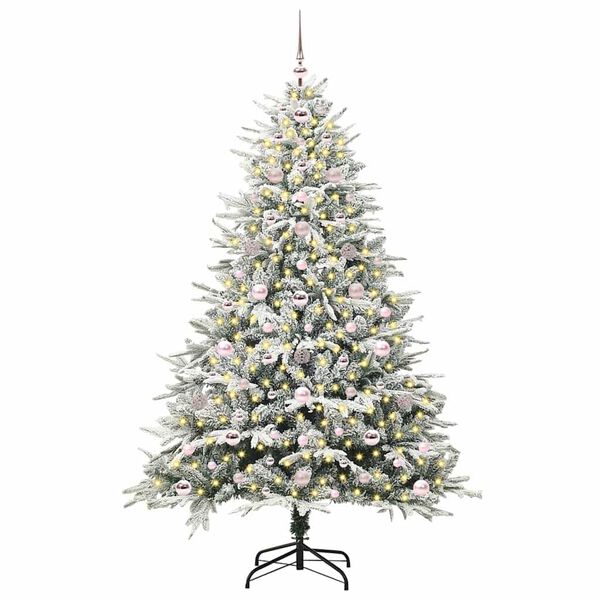 vidaXL Artificial Pre-lit Christmas Tree with Ball Set Green 180 cm