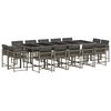 vidaXL 15 Piece Garden Dining Set with Cushions Grey Poly Rattan