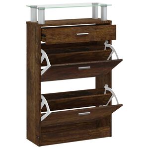 vidaXL Shoe Cabinet Smoked Oak 63x24x104 cm Engineered Wood