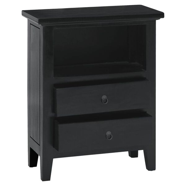 vidaXL Bedside Cabinet Black 60x30x75 cm Solid Wood Mahogany