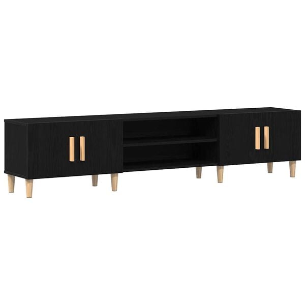 vidaXL TV Cabinet Black Oak 180 x 31.5 x 40 cm Engineered Wood