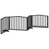 vidaXL Dog Gate with Door Foldable 4 Panels Black 320 cm Poplar Wood