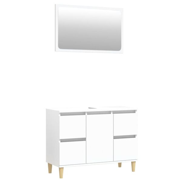 vidaXL 2 Piece Bathroom Furniture Set High Gloss White Engineered Wood
