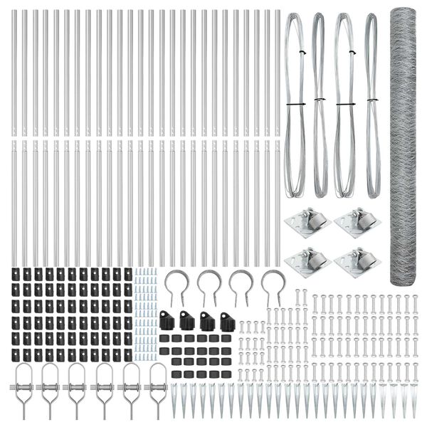 vidaXL Fence Post Silver 50 x 1.5 m (36 mm mesh) Steel