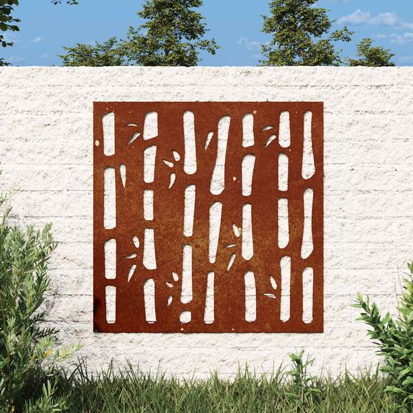vidaXL Garden Wall Decoration 55x55 cm Corten Steel Bamboo Design