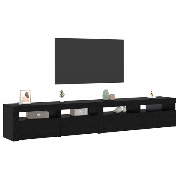 vidaXL TV Cabinet 2 pcs Black Oak 240 x 35 x 40 cm Engineered Wood