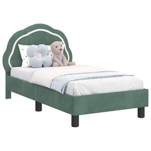 vidaXL Toddler Bed Frame with Headboard Sea Green 70 x 140 cm Velvet