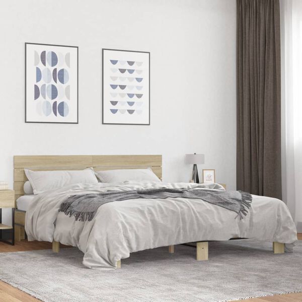 vidaXL Bed Frame without Mattress Sonoma Oak 180x200 cm Super King