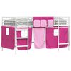 vidaXL Kids'Loft Bed Frame with Curtains White and Pink 99.5 x 200 cm
