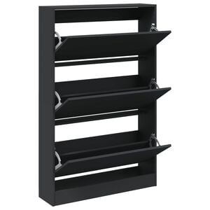 vidaXL Shoe Cabinet Black 80x21x125.5 cm Engineered Wood