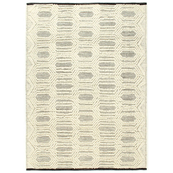 vidaXL Rug Handwoven Wool 160x230 cm White/Black