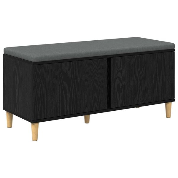 vidaXL Hall Bench with Cushion with Storage Black Oak 100 x 38 x 46 cm