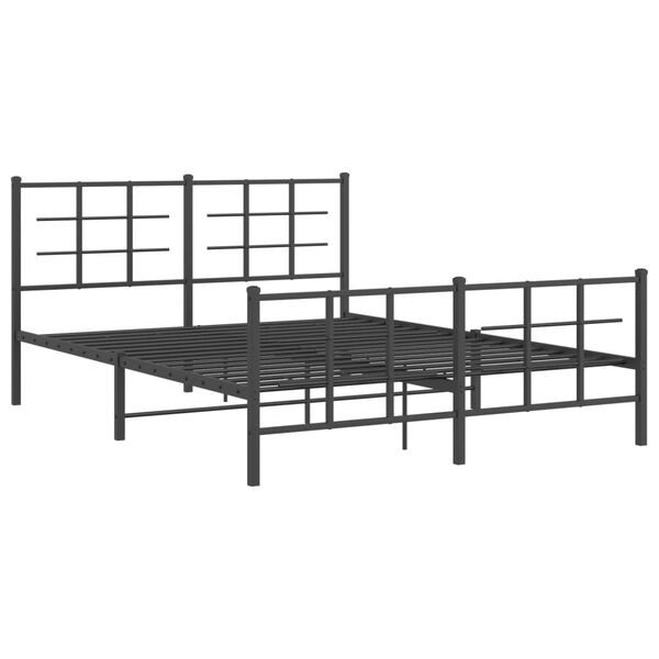 vidaXL Metal Bed Frame without Mattress with Footboard Black 150x200cm