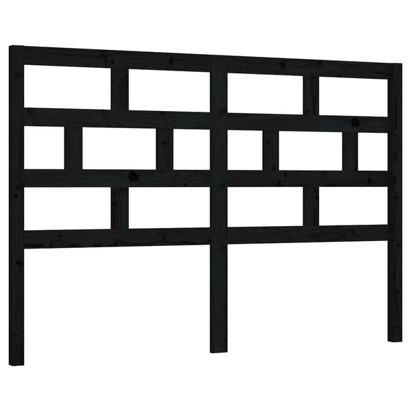 vidaXL Bed Headboard Black 141x4x100 cm Solid Wood Pine