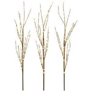vidaXL LED Copper Branch Christmas Decoration 3 pcs Brown 62 cm Steel