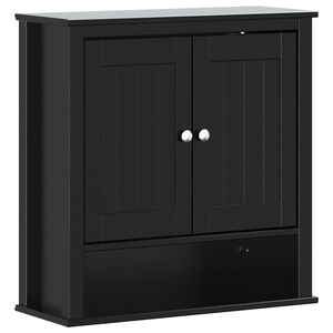 vidaXL Bathroom Wall Cabinet BERG Black 69.5x27x71.5 cm Solid Wood