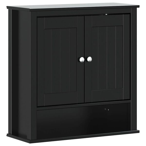 vidaXL Bathroom Wall Cabinet BERG Black 69.5x27x71.5 cm Solid Wood