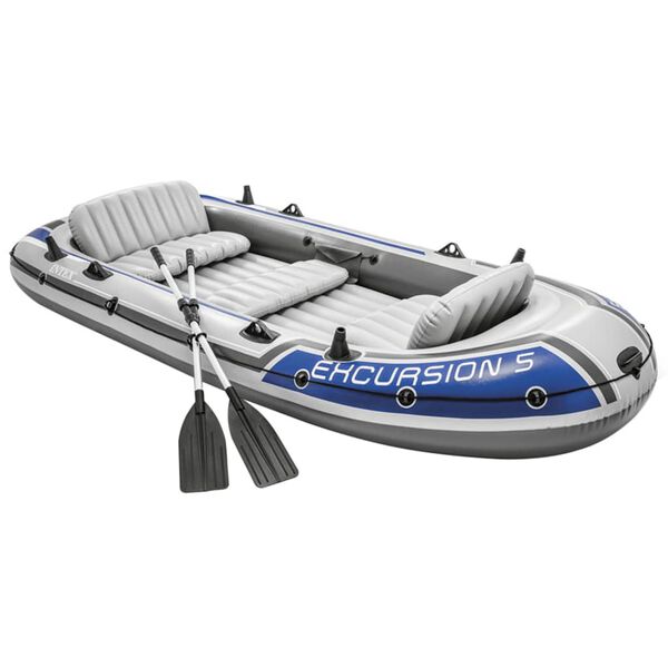 Intex Inflatable Boat Set Excursion 5 with Trolling Motor and Bracket