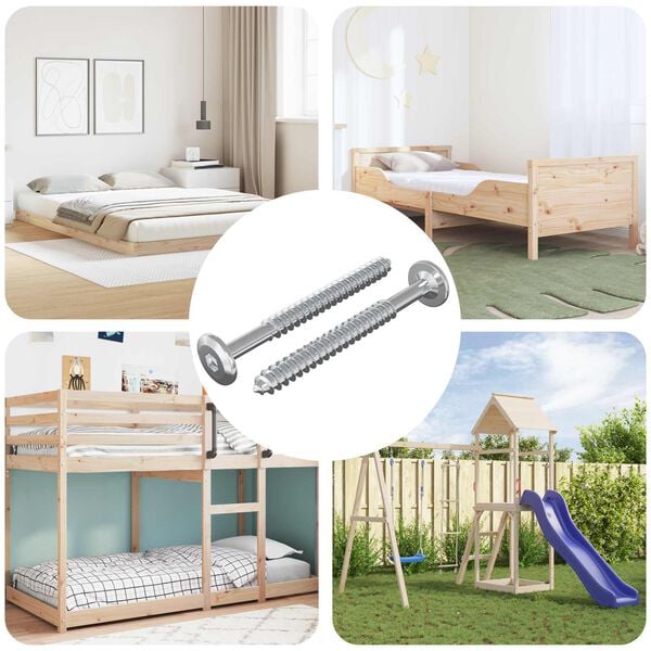 vidaXL Wood Screws 2 pcs Silver M6 x 70 mm Steel