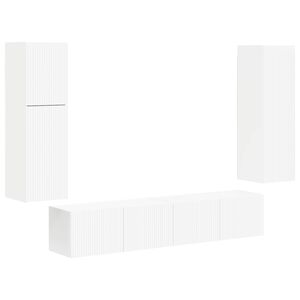 vidaXL TV Cabinet Set Wall-mounted 4 pcs White Engineered Wood