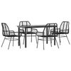 vidaXL 5 Piece Garden Dining Set Black Poly Rattan Glass
