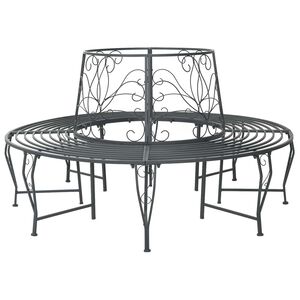 vidaXL Tree Bench 8 -Seater &Oslash; 160 x 89 cm steel Silver Grey Round