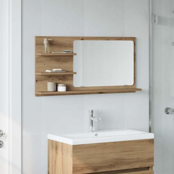 vidaXL Bathroom Mirror Cabinet Artisan Oak 90x11x45 cm Engineered Wood