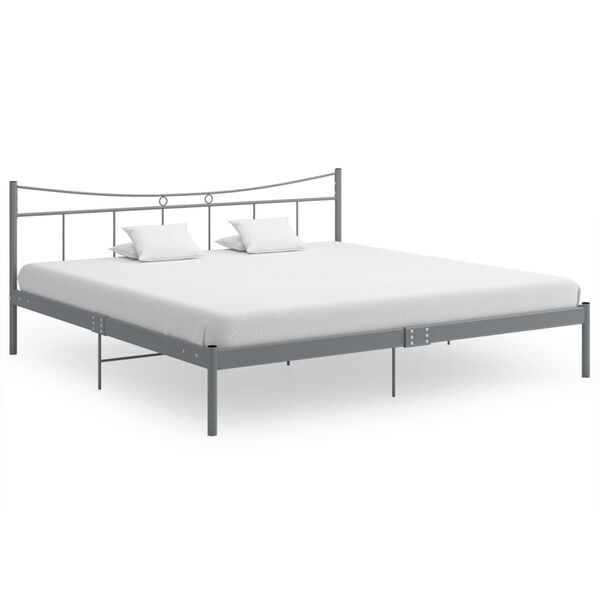 vidaXL Bed Frame without Mattress Grey Metal 180x200 cm Super King