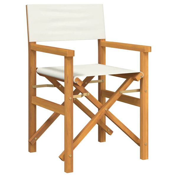 vidaXL Folding Director's Chair Cream Solid Wood Teak