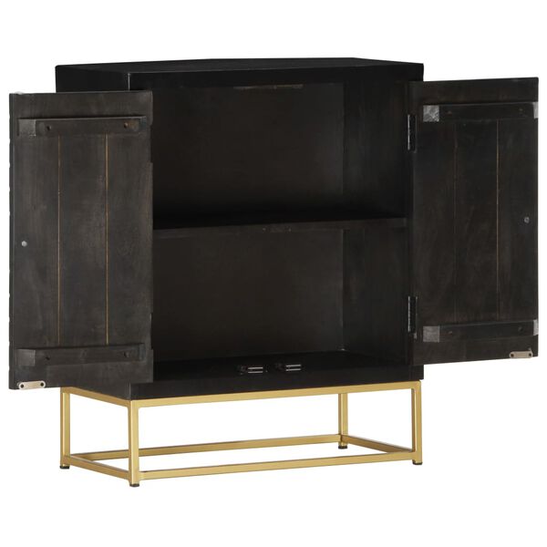 vidaXL Sideboard Black and Gold 60x30x75 cm Solid Mango Wood