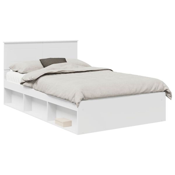 vidaXL Bed Frame with Headboard White 120 x 200 cm Engineered wood