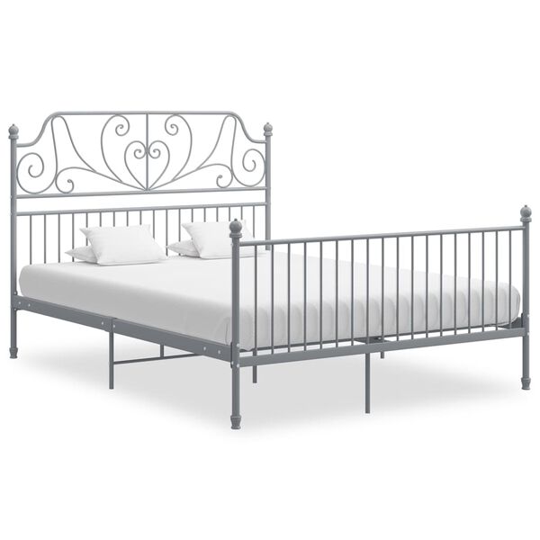 vidaXL Bed Frame without Mattress Grey Metal 160x200 cm