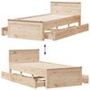 vidaXL Bed Frame without Mattress with Headboard 90x190 cm Single Solid Wood Pine