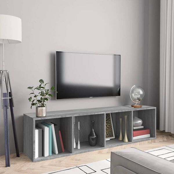 vidaXL Book Cabinet/TV Cabinet Grey Sonoma 143x30x36cm Engineered Wood
