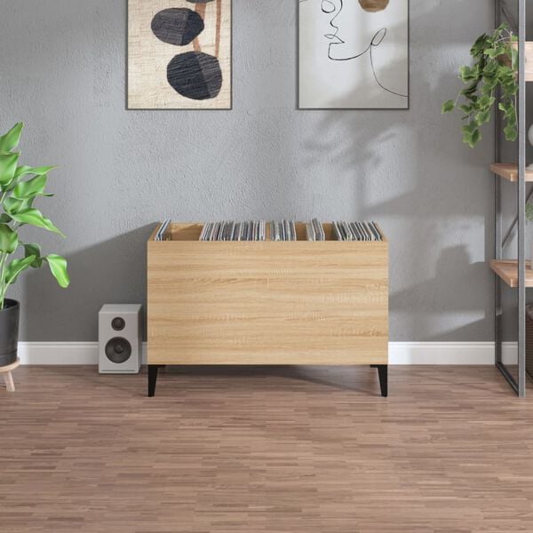 vidaXL Record Cabinet Sonoma Oak 74.5x38x48 cm Engineered Wood