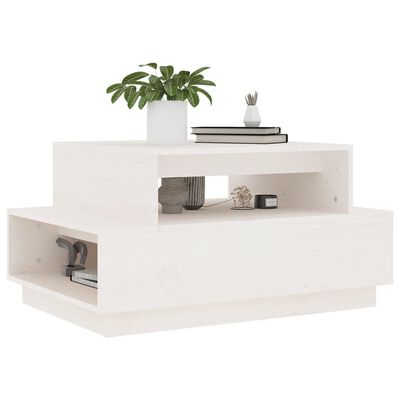 vidaXL Coffee Table White 80x55x40.5 cm Solid Wood Pine
