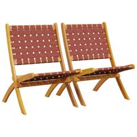 vidaXL Folding Garden Chairs 2 pcs Red Solid Wood Acacia and Fabric
