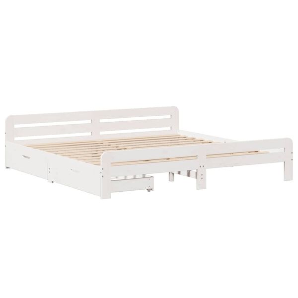 vidaXL Bed frame without Mattress White 200x200 cm Solid Wood Pine