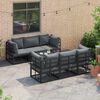 vidaXL Garden Sofa Set with Cushion 7 pcs Black Aluminium