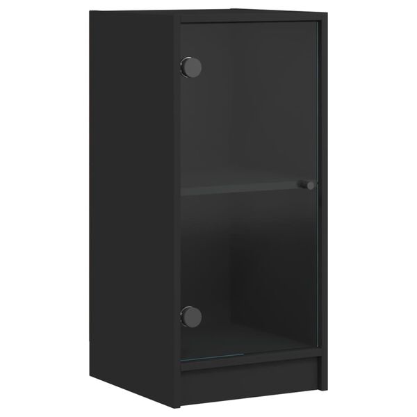 vidaXL Side Cabinet with Glass Doors Black 35x37x75.5 cm