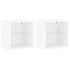 vidaXL Bedside Cabinets with LED Lights Wall-mounted 2 pcs White
