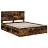 vidaXL Bed Frame Smoked Oak 150 x 200 cm Solid Pine Wood