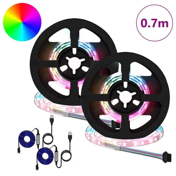 vidaXL LED Strip 2 pcs Black and Transparent 350 mm Copper and Plastic