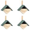 vidaXL Birdhouse | Set of 4 | Green and natural wood | Solid Firwood | Small