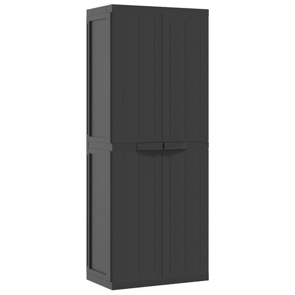 vidaXL Outdoor Storage Cabinet Black 65x37x165 cm PP